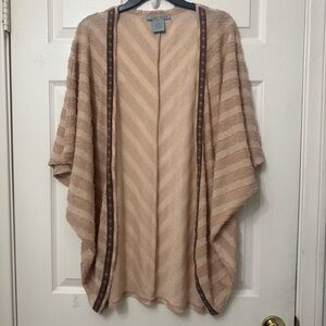 Flying Tomato Cardigan Duster Women’s Size M/L Beige Tan Open Front Kimono Boho